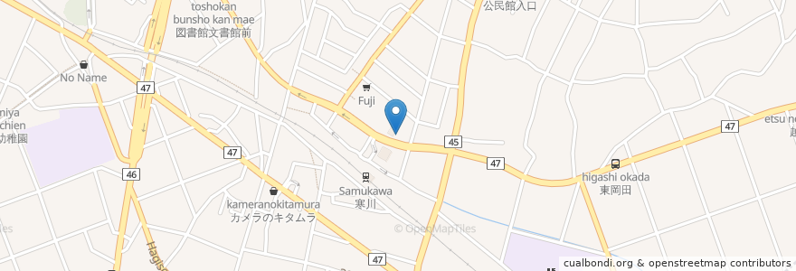 Mapa de ubicacion de 平塚信用金庫 en Japan, Kanagawa Prefecture, Koza County, Samukawa.