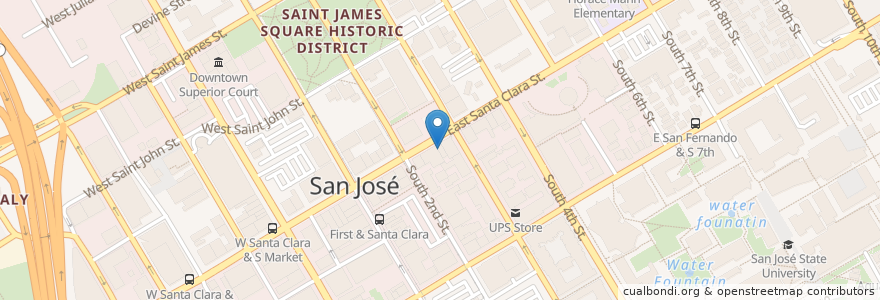 Mapa de ubicacion de Dive Bar en Соединённые Штаты Америки, Калифорния, Santa Clara County, San Jose.
