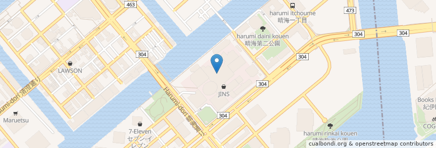 Mapa de ubicacion de スターバックス en Japonya, 東京都, 江東区, 中央区.
