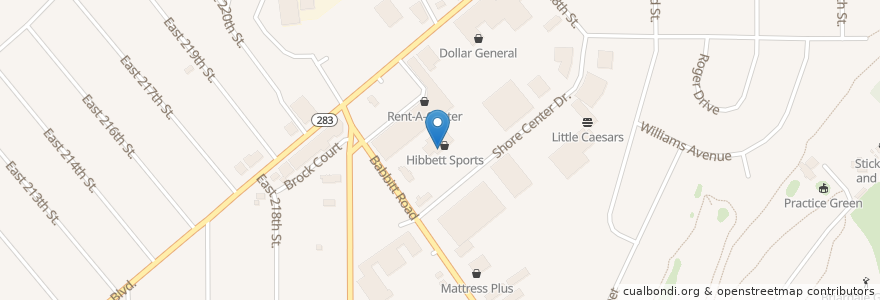 Mapa de ubicacion de Pizza Hut en アメリカ合衆国, オハイオ州, Cuyahoga County, Euclid.