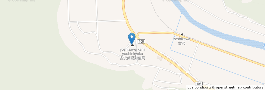 Mapa de ubicacion de 吉沢簡易郵便局 en Japão, 秋田県, 由利本荘市.