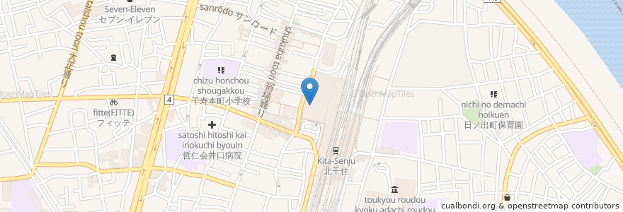 Mapa de ubicacion de スターバックス en Japão, Tóquio, 足立区.
