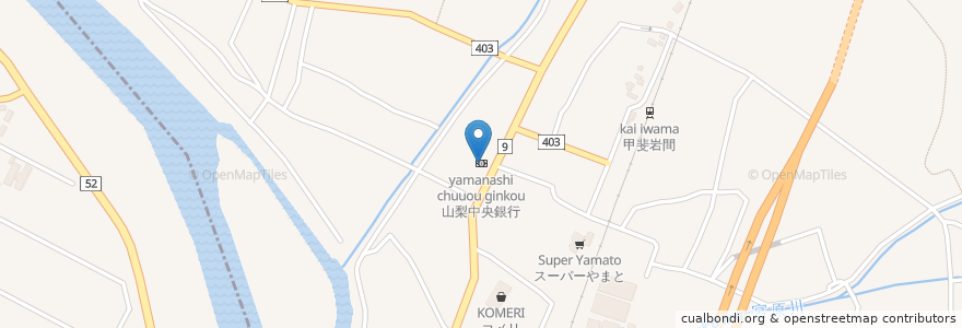 Mapa de ubicacion de 山梨中央銀行 en 日本, 山梨県, 西八代郡, 市川三郷町.