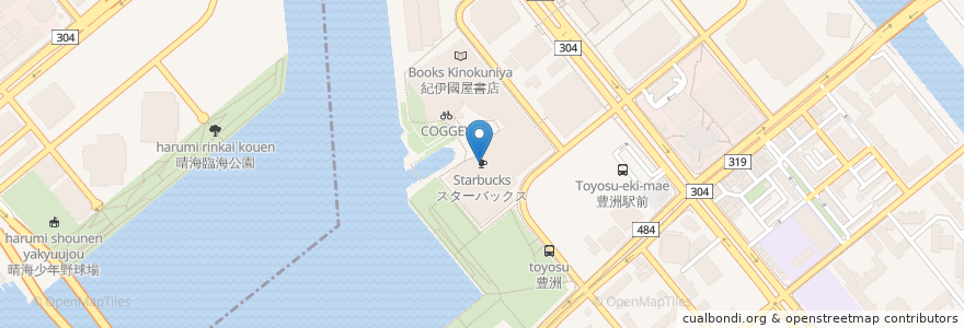 Mapa de ubicacion de スターバックス en 日本, 東京都, 江東区.