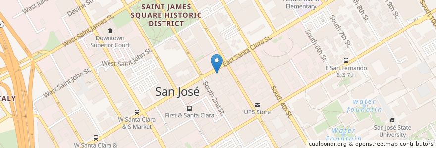 Mapa de ubicacion de Seven Seas Sushi en Соединённые Штаты Америки, Калифорния, Santa Clara County, San Jose.