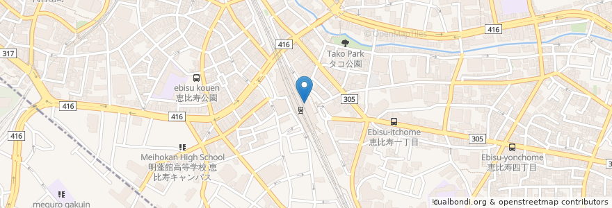 Mapa de ubicacion de スターバックス en ژاپن, 東京都, 渋谷区.