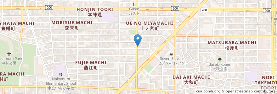 Mapa de ubicacion de 拉ノ刻 en ژاپن, 愛知県, 名古屋市, 中村区.