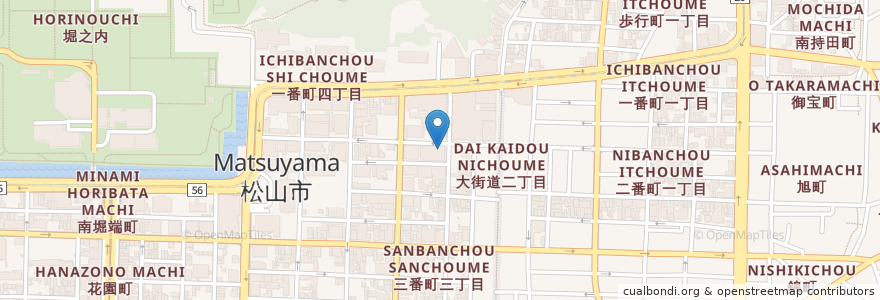 Mapa de ubicacion de 香川銀行 松山支店 en Japan, Ehime Prefecture, Matsuyama.