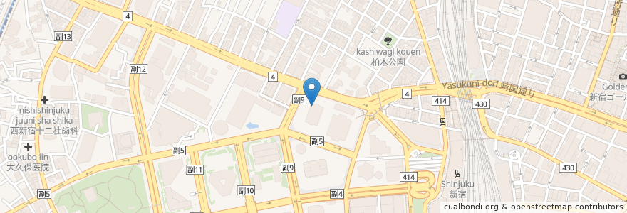 Mapa de ubicacion de スターバックス en Japonya, 東京都, 新宿区.