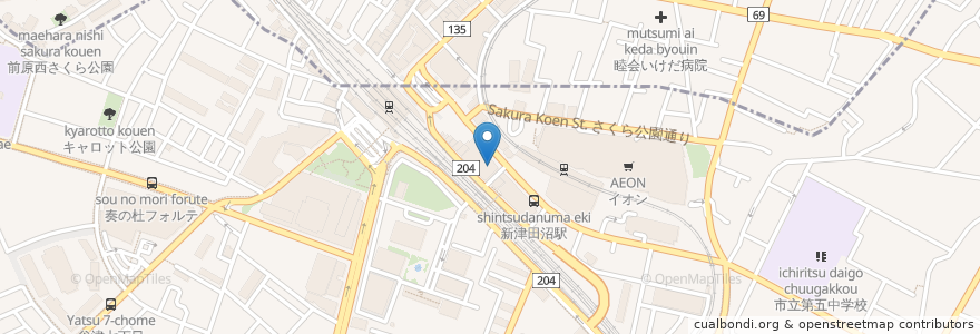 Mapa de ubicacion de 三菱ＵＦＪ信託銀行 en Japón, Prefectura De Chiba, Narashino.