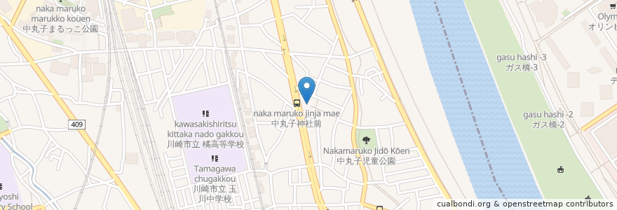 Mapa de ubicacion de 神明大神 en 日本, 神奈川県, 川崎市, 中原区.