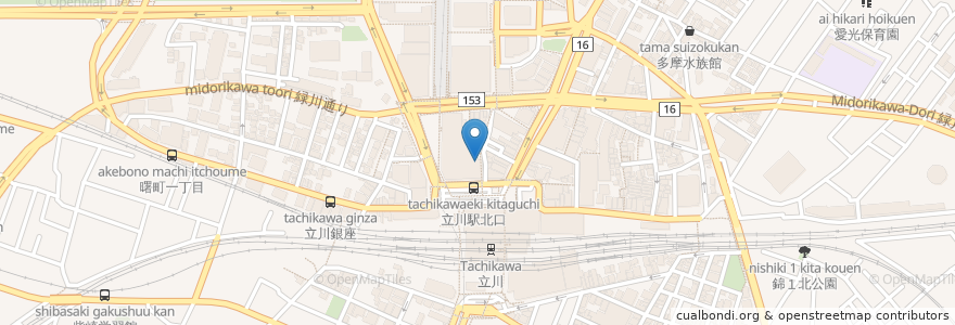 Mapa de ubicacion de スターバックス en 日本, 东京都/東京都, 立川市.