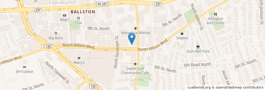 Mapa de ubicacion de Buzz Bakery en United States, Virginia, Arlington County, Arlington.