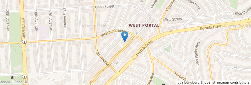 Mapa de ubicacion de West Portal Dental Building en 美利坚合众国/美利堅合眾國, 加利福尼亚州/加利福尼亞州, 旧金山市县/三藩市市縣/舊金山市郡, 旧金山.
