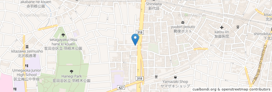 Mapa de ubicacion de SOUL麺 en 日本, 东京都/東京都, 世田谷区.