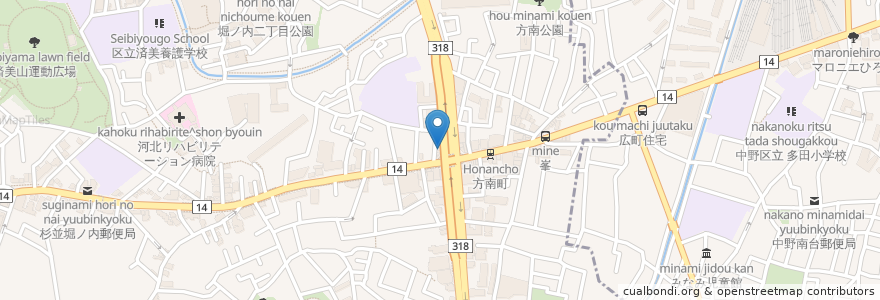 Mapa de ubicacion de 藪そば本店 en 日本, 東京都, 杉並区.