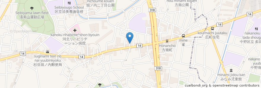 Mapa de ubicacion de 築地日本海方南町店 en 일본, 도쿄도, 杉並区.