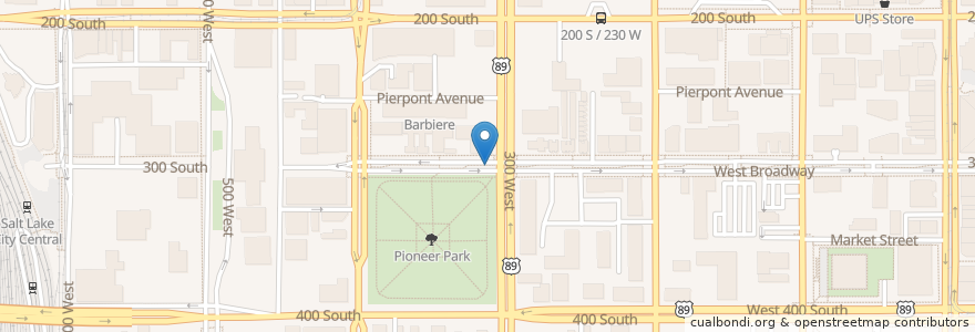 Mapa de ubicacion de UCAIR Station @ Pioneer Park en États-Unis D'Amérique, Utah, Salt Lake County, Salt Lake City.