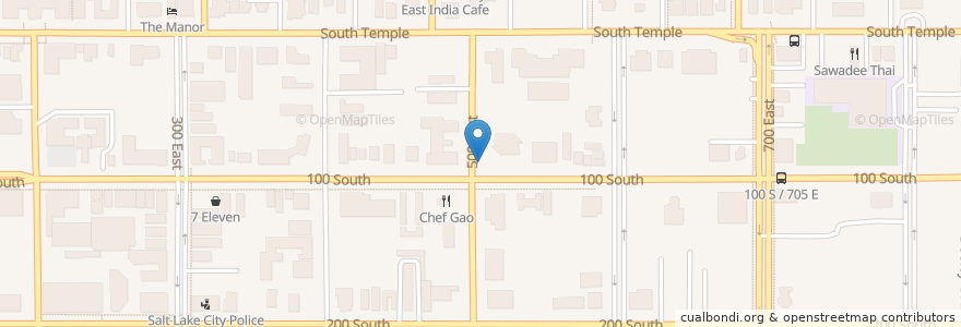 Mapa de ubicacion de 100S 500E Station en Amerika Syarikat, Utah, Salt Lake County, Salt Lake City.