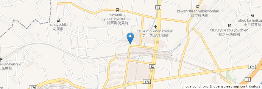 Mapa de ubicacion de Post Box en Jepun, 兵庫県, 川西市.