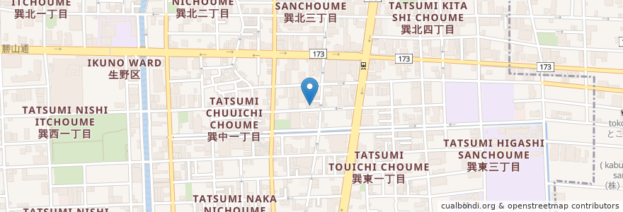 Mapa de ubicacion de 北巽整骨院 en اليابان, أوساكا, أوساكا, 生野区.