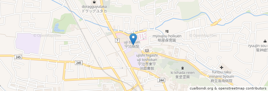 Mapa de ubicacion de 宇治市立黄檗中学校 en Giappone, Prefettura Di Kyoto, 宇治市.