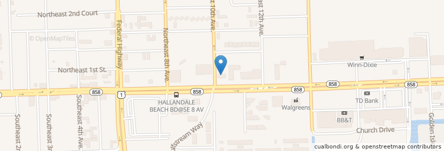 Mapa de ubicacion de Desjardins Bank en 미국, 플로리다주, Broward County, Hallandale Beach.
