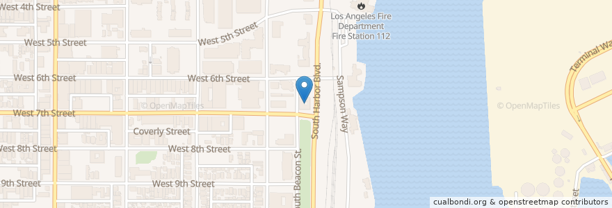 Mapa de ubicacion de San Pedro City Hall en アメリカ合衆国, カリフォルニア州, Los Angeles County, ロサンゼルス.