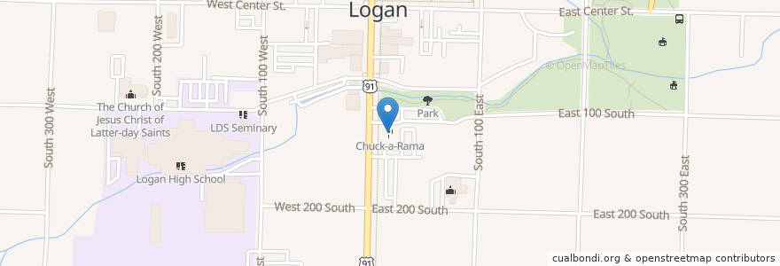 Mapa de ubicacion de Chuck-a-Rama en United States, Utah, Cache County, Logan.