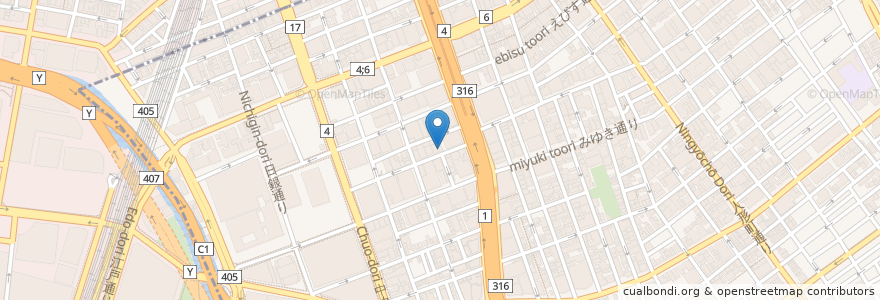 Mapa de ubicacion de ドトールコーヒーショップ en اليابان, 東京都, 千代田区, 中央区.