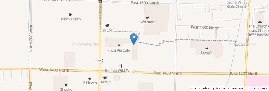 Mapa de ubicacion de Dickey's Barbecue Pit en アメリカ合衆国, ユタ州, Cache County, Logan, North Logan.