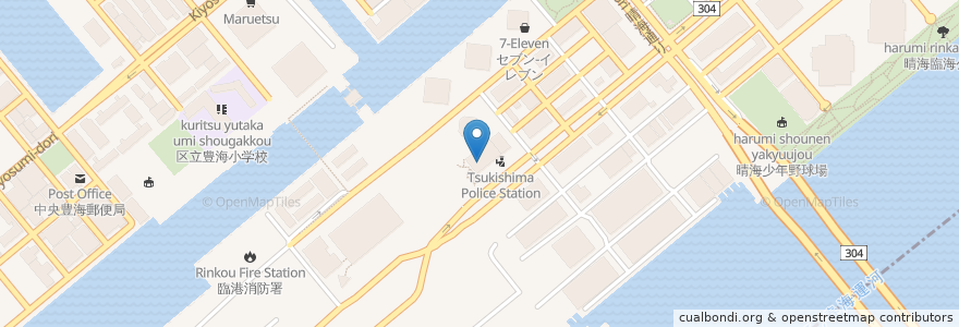 Mapa de ubicacion de Tsukishima Police Station en Japón, Tokio, Chuo.