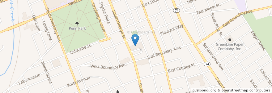 Mapa de ubicacion de Susan P Byrnes Health Education Center en United States, Pennsylvania, York.