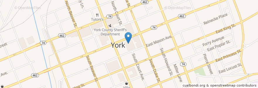 Mapa de ubicacion de York County Administration en Estados Unidos De América, Pensilvania, York.