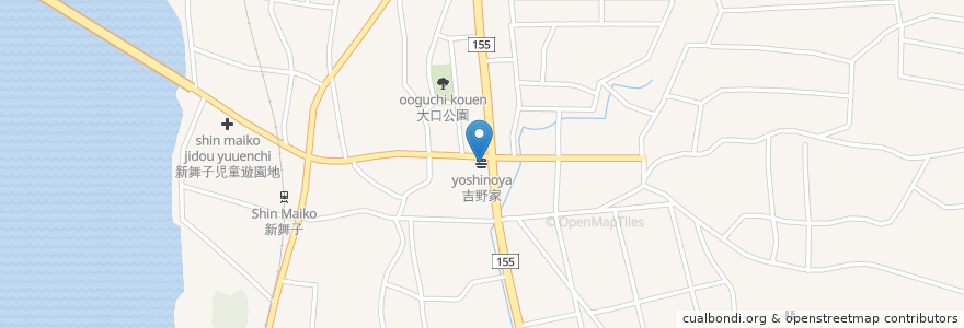 Mapa de ubicacion de 吉野家 en 日本, 愛知県, 知多市.