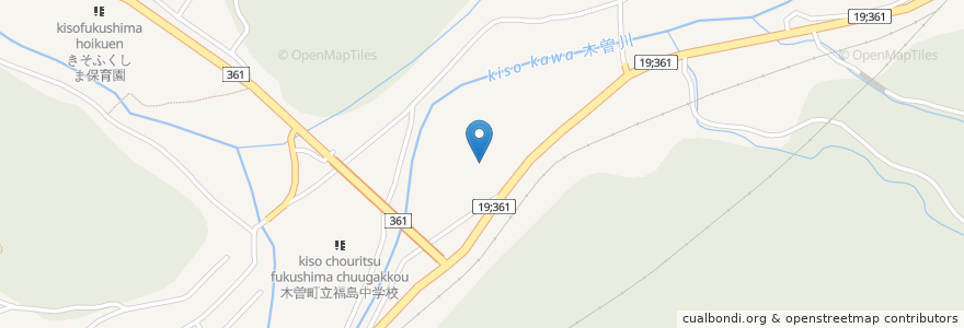 Mapa de ubicacion de 木曽警察署 en Japan, Präfektur Nagano, 木曽郡, 木曽町.