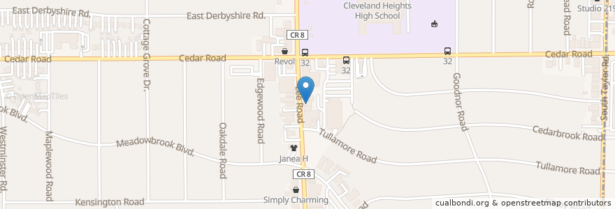 Mapa de ubicacion de Pub on Lee en Amerika Syarikat, Ohio, Cuyahoga County, Cleveland Heights.