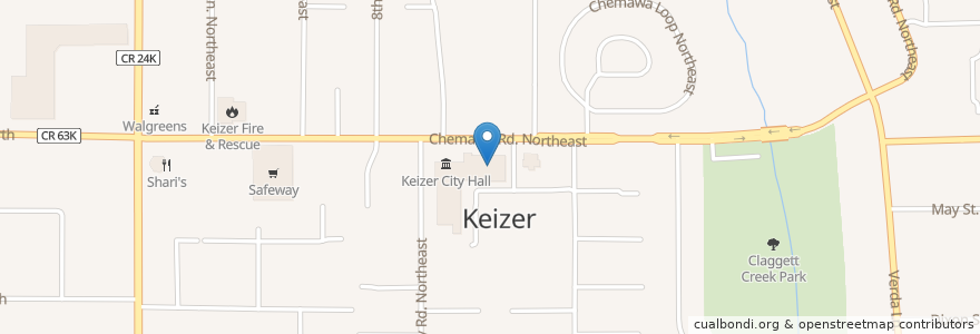 Mapa de ubicacion de Keizer City Hall en アメリカ合衆国, オレゴン州, Marion County, Keizer.