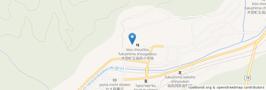 Mapa de ubicacion de 木曽町立福島小学校 en Япония, Нагано, 木曽郡, 木曽町.