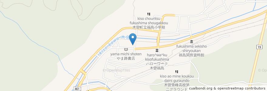 Mapa de ubicacion de 八十二銀行 en 日本, 长野县, 木曽郡, 木曽町.
