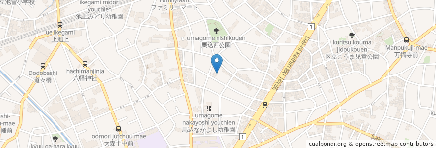 Mapa de ubicacion de 西二稲荷神社 en 日本, 東京都, 大田区.