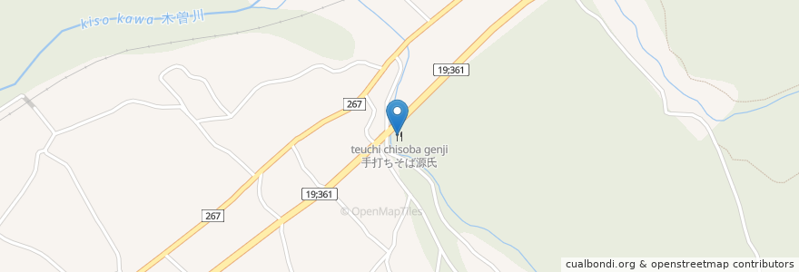 Mapa de ubicacion de 手打ちそば源氏 en 日本, 长野县, 木曽郡, 木曽町.