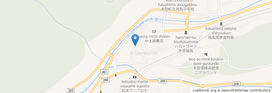 Mapa de ubicacion de 肥田亭 en Japan, 長野県, 木曽郡, 木曽町.
