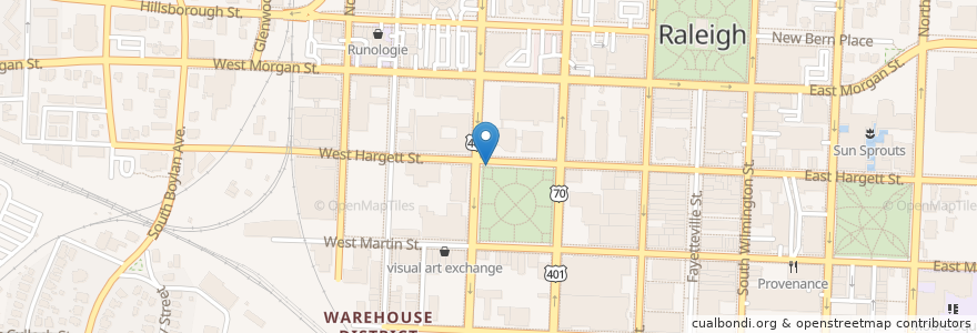 Mapa de ubicacion de Nash Square Charging Station en 미국, 노스캐롤라이나, Wake County, Raleigh.