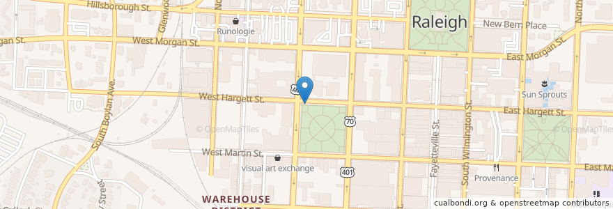 Mapa de ubicacion de Nash Square Charging Station en Соединённые Штаты Америки, Северная Каролина, Wake County, Роли.