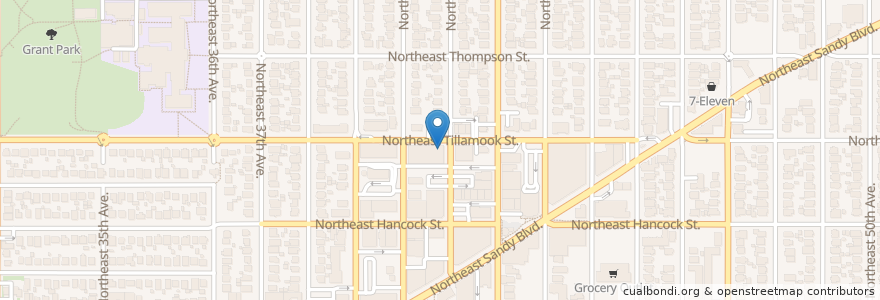 Mapa de ubicacion de Hollywood Library en 美利坚合众国/美利堅合眾國, 俄勒冈州/俄勒岡州, Portland, Multnomah County.