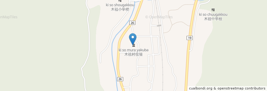 Mapa de ubicacion de 木祖村役場 en Japon, Préfecture De Nagano, 木曽郡, 木祖村.