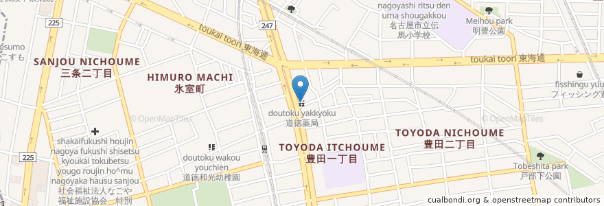 Mapa de ubicacion de 道徳薬局 en Japan, 愛知県, Nagoya, 南区.