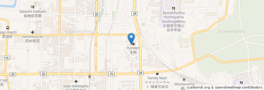 Mapa de ubicacion de 御香水 en Japonya, 京都府, 京都市, 伏見区.