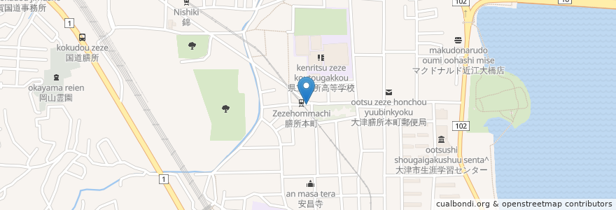 Mapa de ubicacion de 自販機 en Japan, Präfektur Shiga, 大津市.